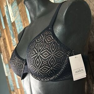 Auden black and pink lace wired bra no pad